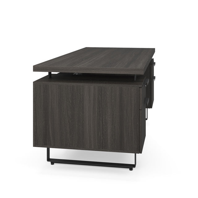 OfficeSource Palisades Double Pedestal Desk - 66" x 30" - Gauntlet Gray