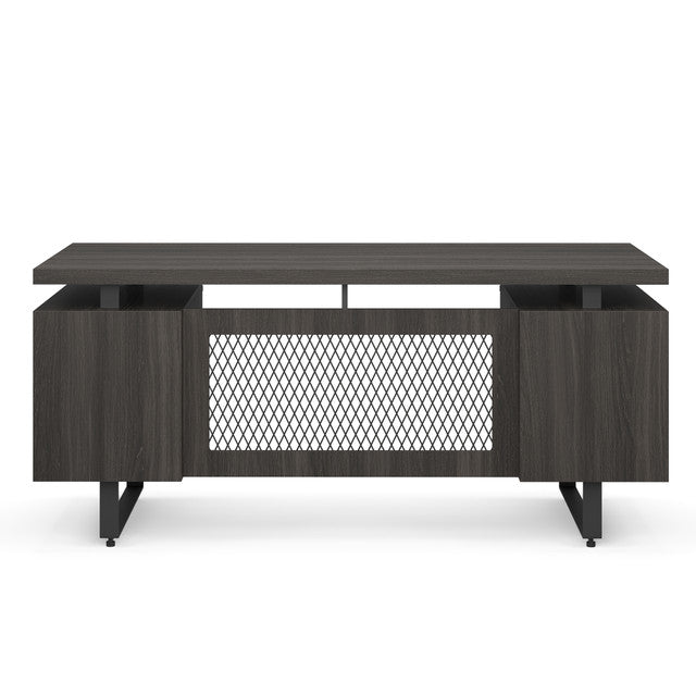OfficeSource Palisades Double Pedestal Desk - 66" x 30" - Gauntlet Gray