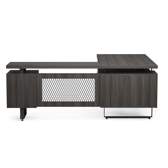 OfficeSource Palisades L Shape Double Pedestal Desk with Reversible Return - 66"W - Gauntlet Gray