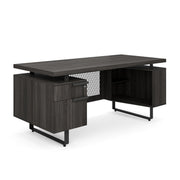 OfficeSource Palisades Single Pedestal Desk - 66" x 30" - Gauntlet Gray