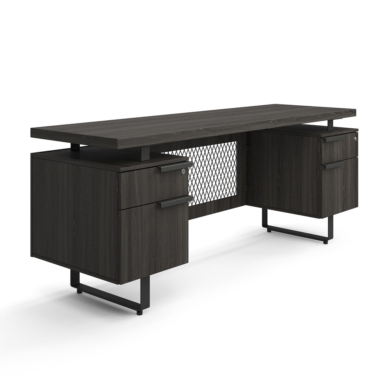 OfficeSource Palisades Double Pedestal Credenza - Gauntlet Gray