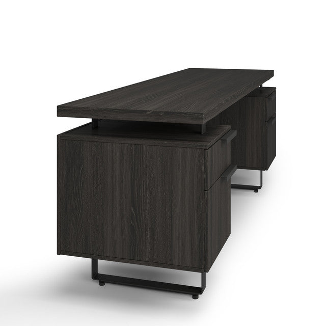 OfficeSource Palisades Double Pedestal Credenza - Gauntlet Gray