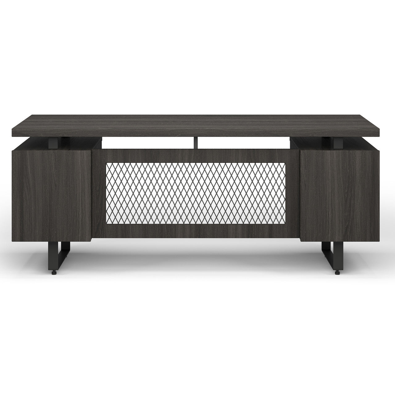 OfficeSource Palisades Double Pedestal Credenza - Gauntlet Gray