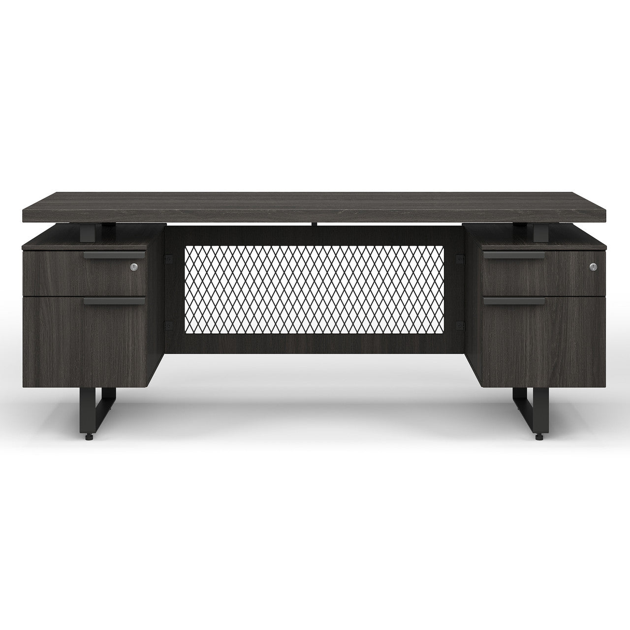 OfficeSource Palisades Double Pedestal Credenza - Gauntlet Gray
