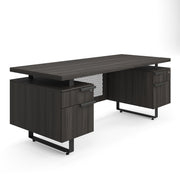 OfficeSource Palisades Double Pedestal Desk - 72" x 30" - Gauntlet Gray