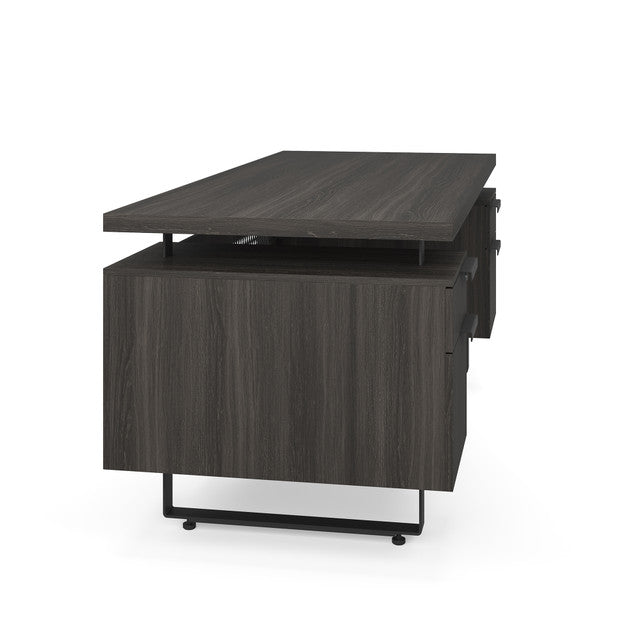 OfficeSource Palisades Double Pedestal Desk - 72" x 30" - Gauntlet Gray