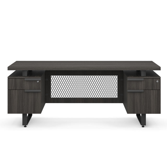 OfficeSource Palisades Double Pedestal Desk - 72" x 30" - Gauntlet Gray