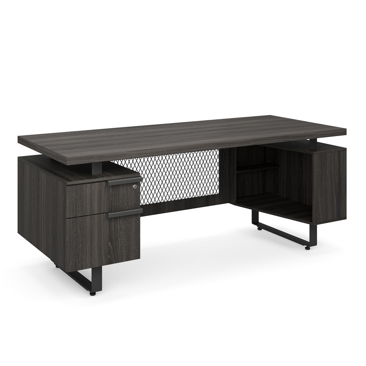 OfficeSource Palisades Single Pedestal Desk - 72" x 30" - Gauntlet Gray