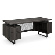 OfficeSource Palisades Single Pedestal Desk - 72" x 30" - Gauntlet Gray