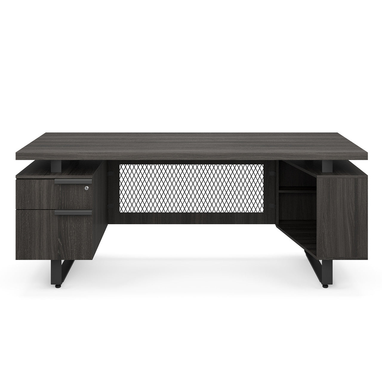 OfficeSource Palisades Single Pedestal Desk - 72" x 30" - Gauntlet Gray