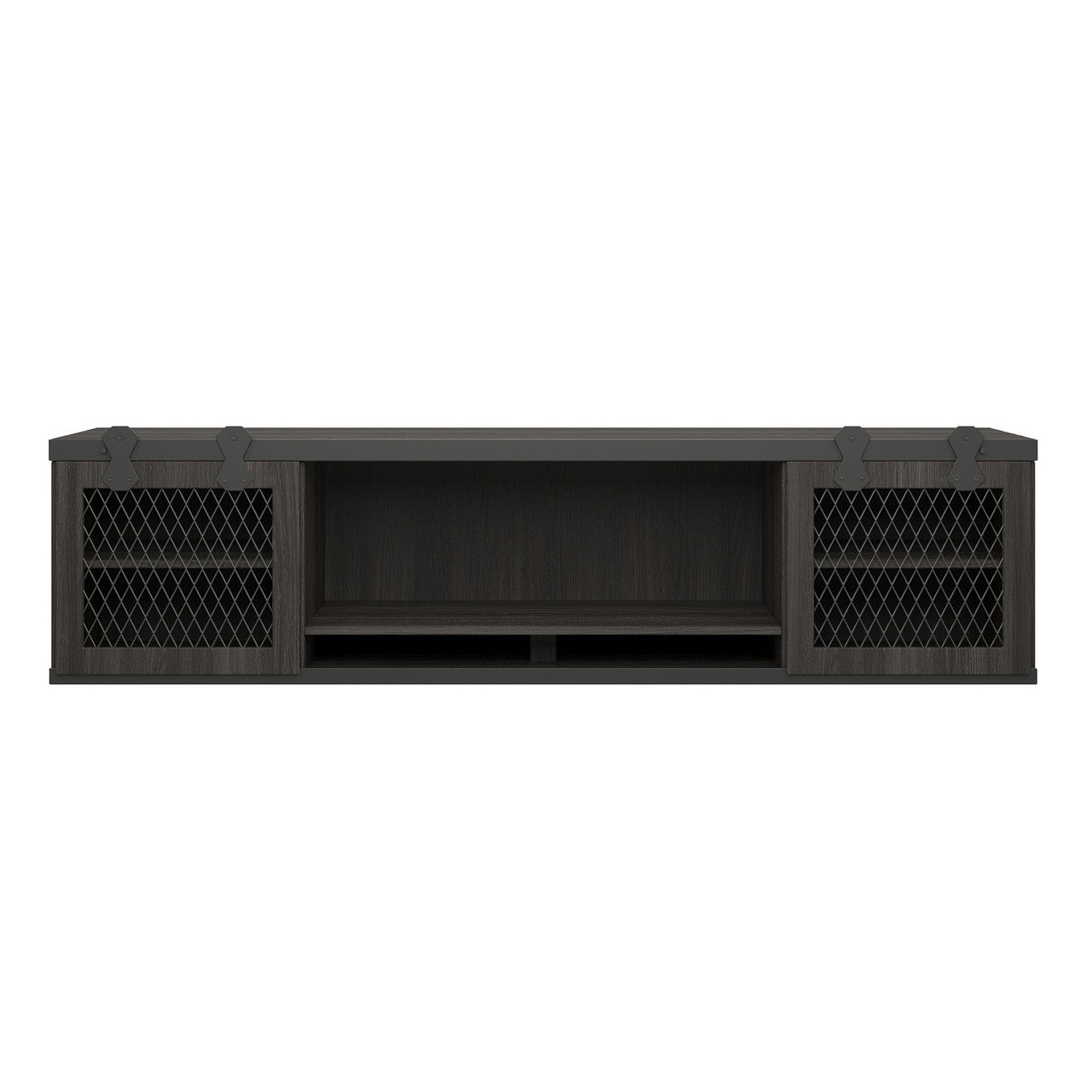OfficeSource Palisades Wall Mounted Hutch with Sliding Doors - Gauntlet Gray