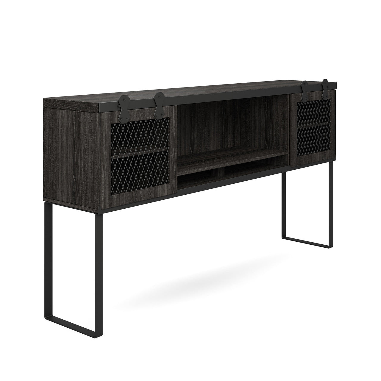OfficeSource Palisades Hutch with Supports & Sliding Doors - 72" - Gauntlet Gray