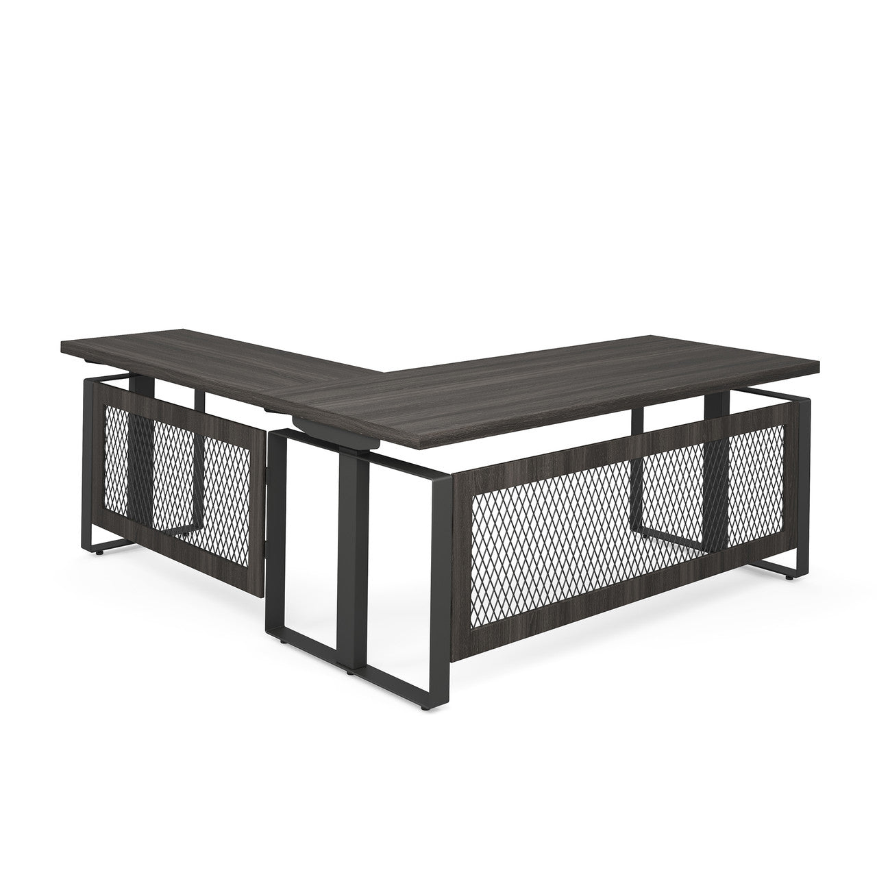 OfficeSource Palisades L Shape Electric Height Adjustable Desk - Gauntlet Gray