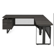 OfficeSource Palisades Industrial L-Shaped, 30" x 60" Height Adjustable Desk with Single Pedestal - Gauntlet Gray