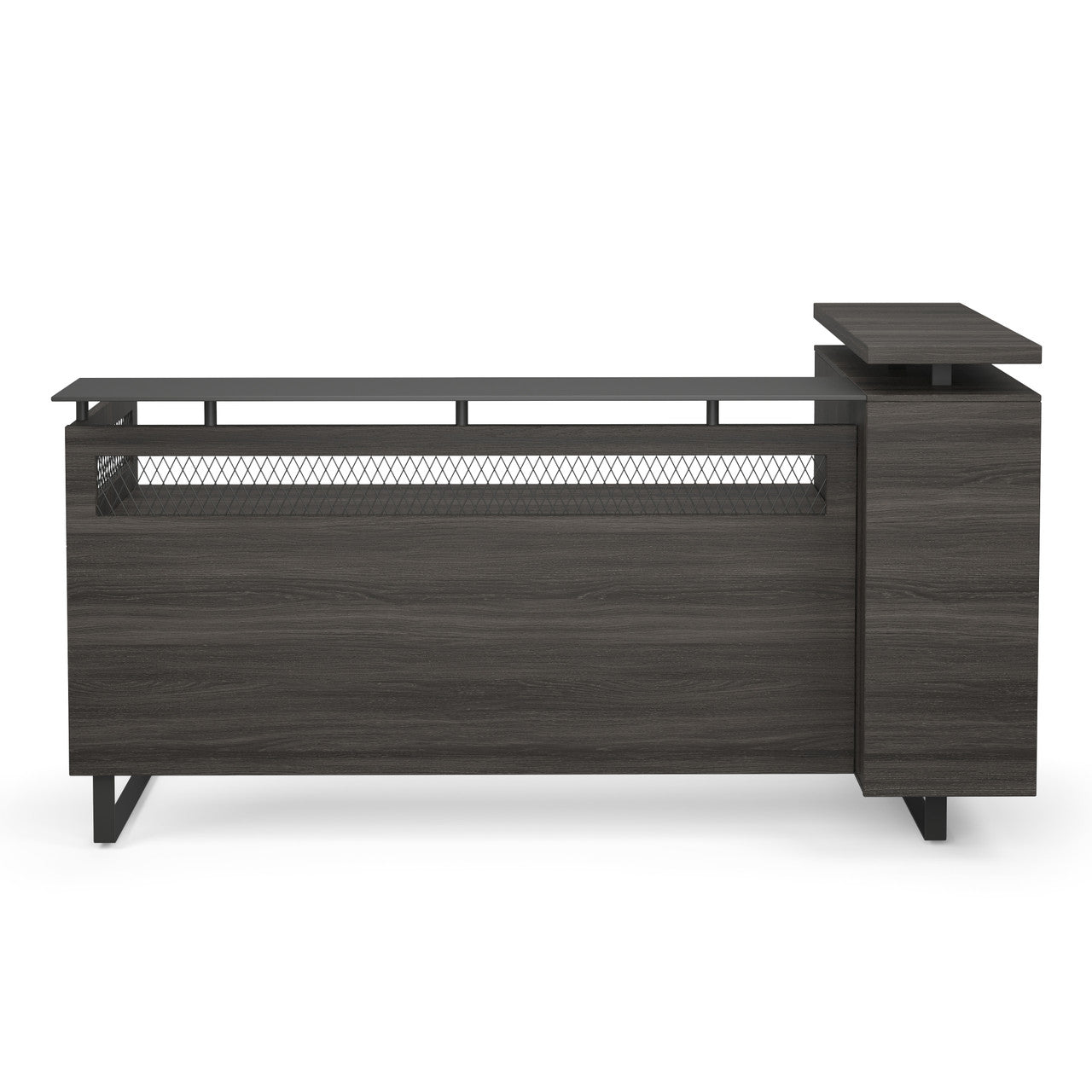 OfficeSource Palisades Reception Desk with Glass Top - Left - Gauntlet Gray