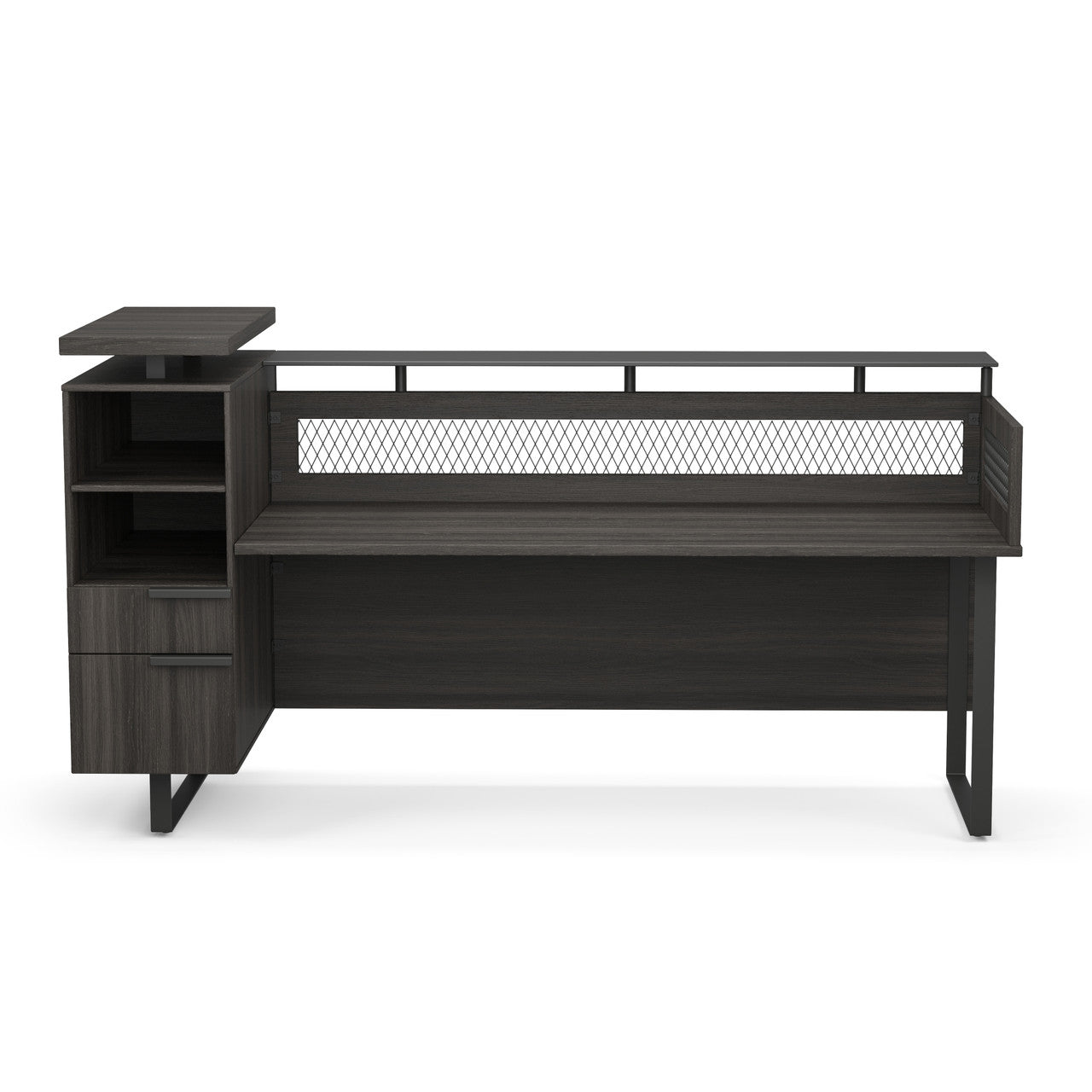 OfficeSource Palisades Reception Desk with Glass Top - Left - Gauntlet Gray