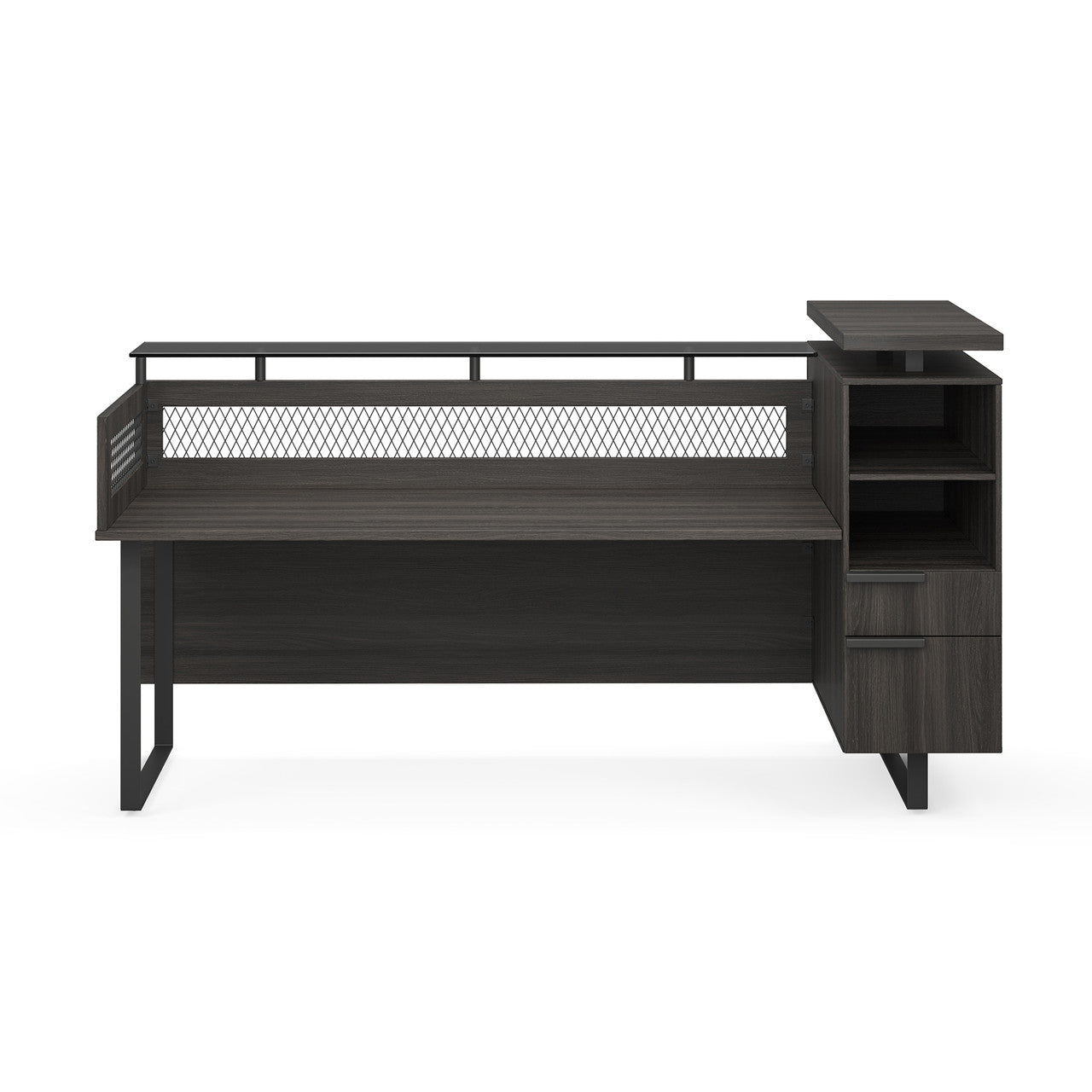 OfficeSource Palisades Reception Desk with Glass Top - Right - Gauntlet Gray