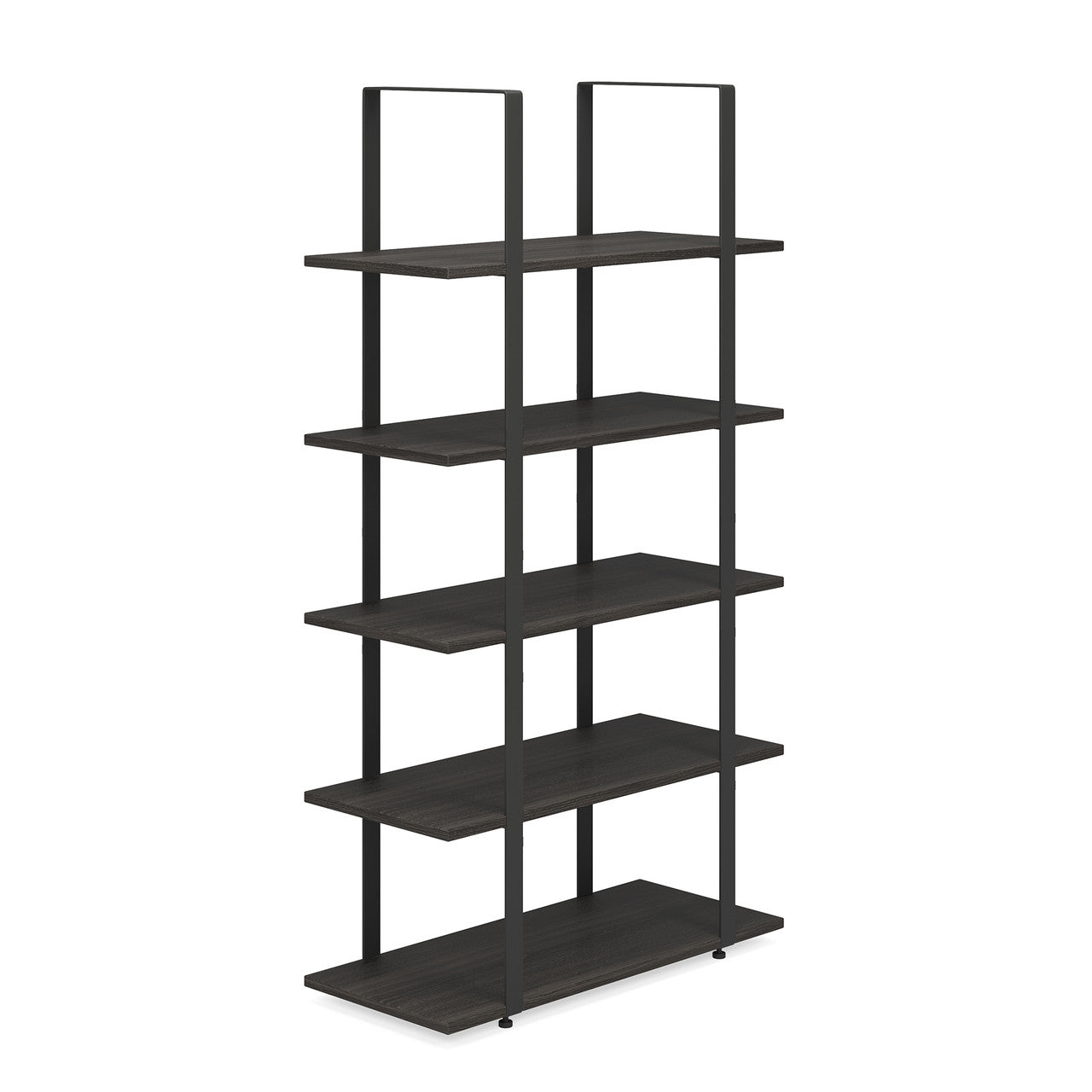 OfficeSource Palisades  67"H 5-Shelf Open Bookcase Hutch - Gauntlet Gray