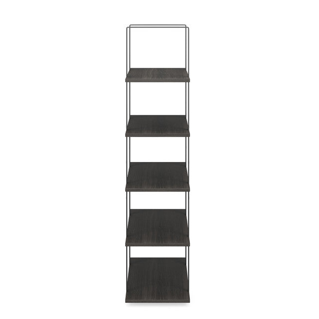 OfficeSource Palisades  67"H 5-Shelf Open Bookcase Hutch - Gauntlet Gray
