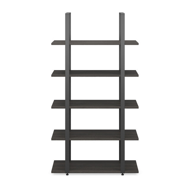 OfficeSource Palisades  67"H 5-Shelf Open Bookcase Hutch - Gauntlet Gray