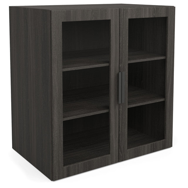 OfficeSource Palisades Optional Glass Doors - For Bookcase/Hutch (#EVS600) - Gauntlet Gray
