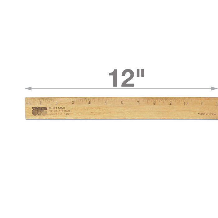 Ruler, 12" Single Metal Edge, Wood