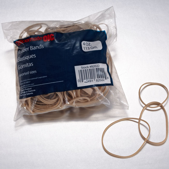 Rubber Bands, Assorted Sizes, Natural Color, 4 Oz Bag