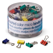 Binder Clips, Assorted Colors, Micro, 1/2" Wide, 5/32" Capacity, 100/Tub