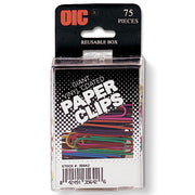 Paper Clips, Giant, Vinyl Coated, Assorted Colors, 75/Reusable Box