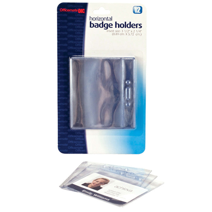ID Badges, Plastic, Horizontal, Insert Size 2 1/4"W X 3 1/2"H, 12/Card
