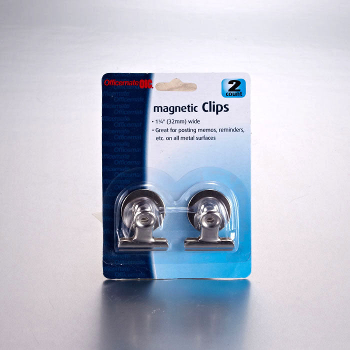 Magnetic Spring Clips, Silver Color, 1.25", 2/Card