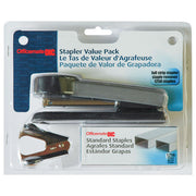 Stapler Kit w/Full Strip Plastic Stapler, Staple Remover, and Standard Staples, Clamshell