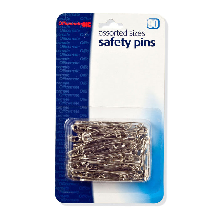 Safety Pins, Assorted Size, 90/Card