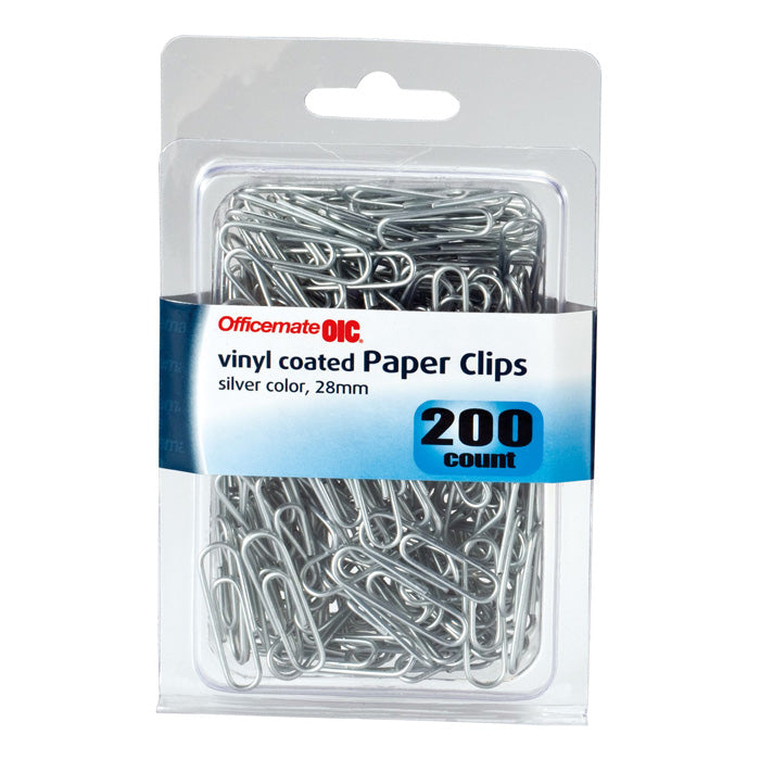 Paper Clips, #2, Vinyl Coated, Translucent Silver, 200/Pack