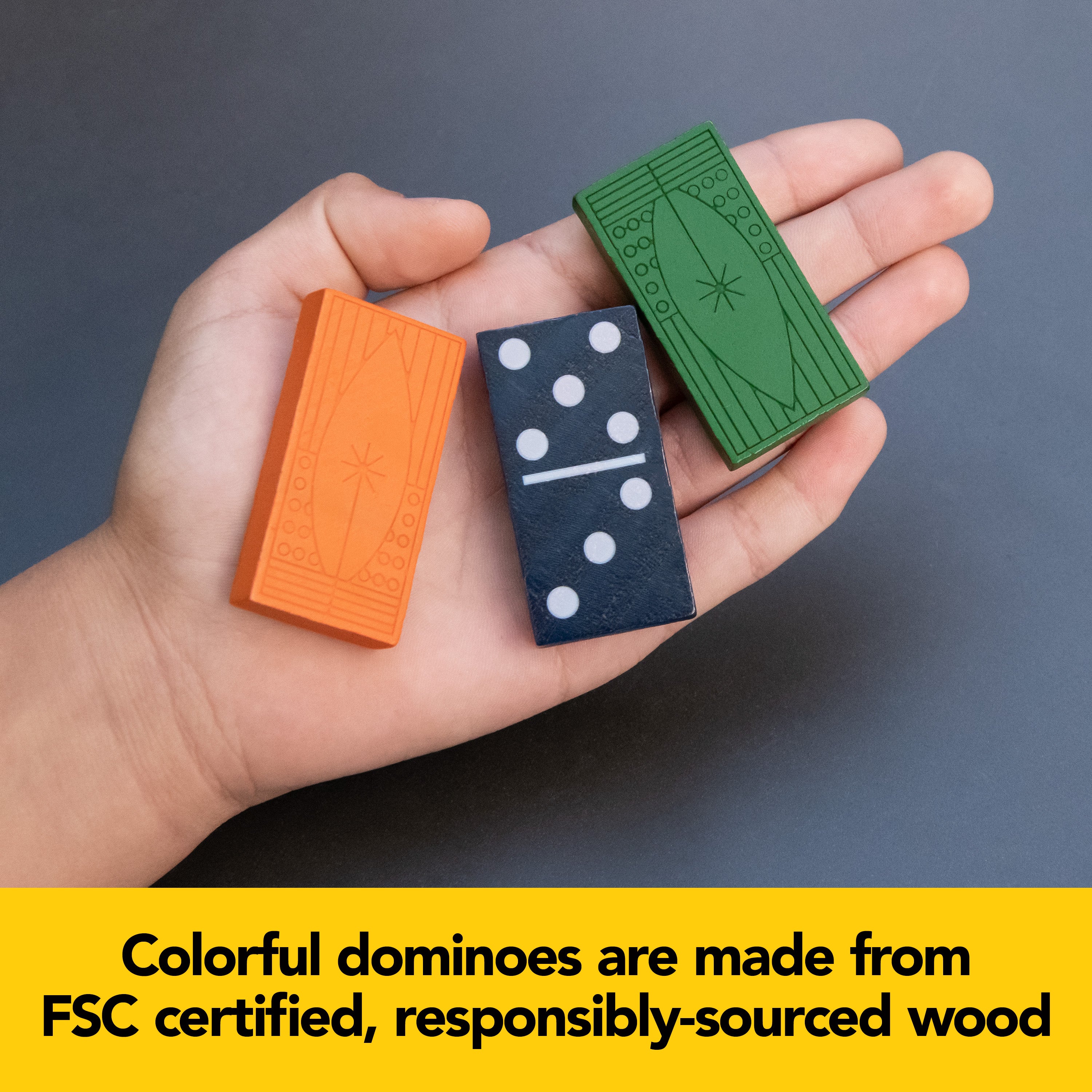Mindful Classics, Double-Six Wood Dominoes Set Sustainable Classic Games with Wood Storage Case, for Adults and Kids Ages 8 and up