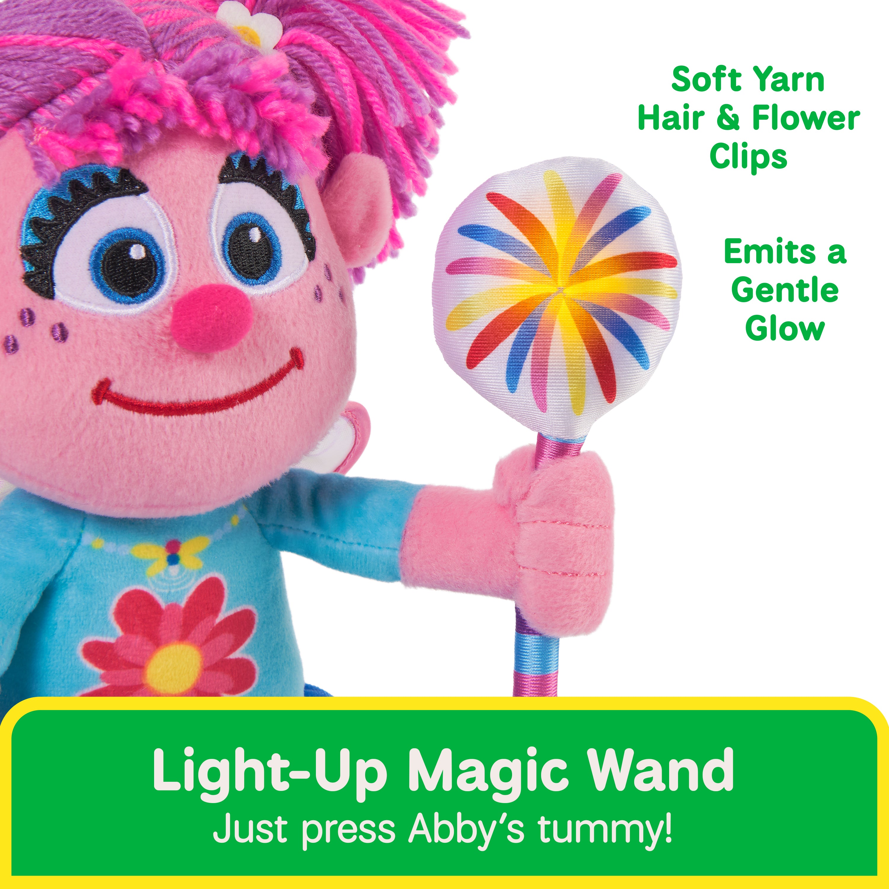 GUND Sesame Street Abby Cadabby Plush with LED Wand, Toddler Doll with Nightlight, Sensory Toy, Sesame Street Stuffed Animal for Ages 1 and Up, 13”