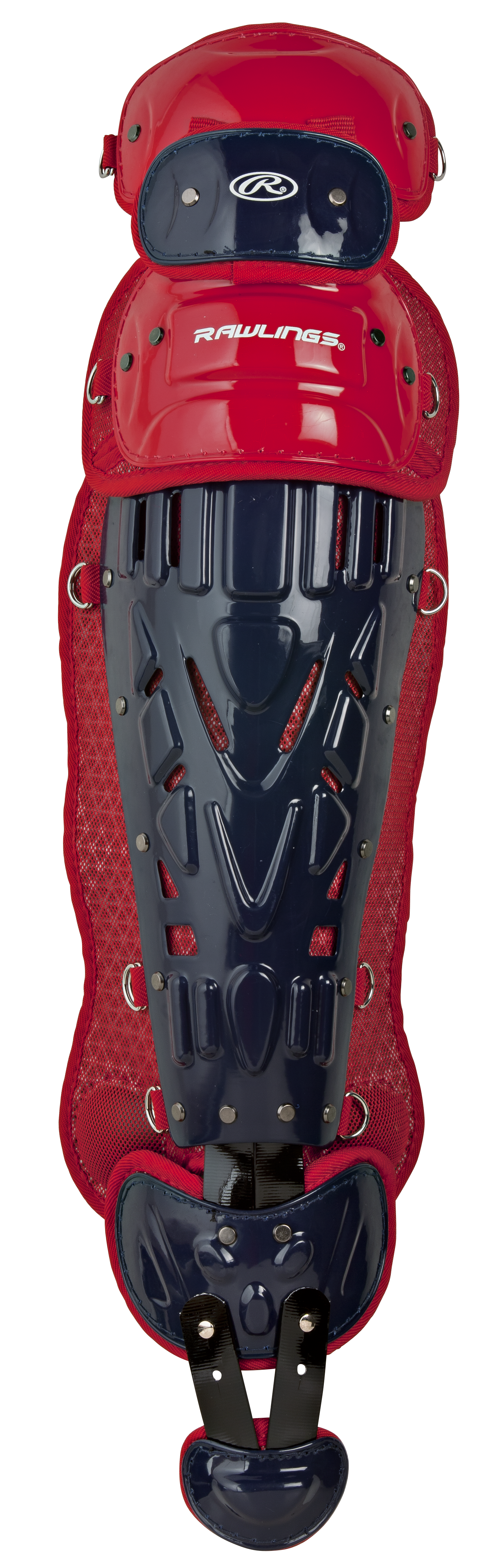 Rawlings Velo 2.0 Adult Catchers Leg Guards - Navy/Scarlet