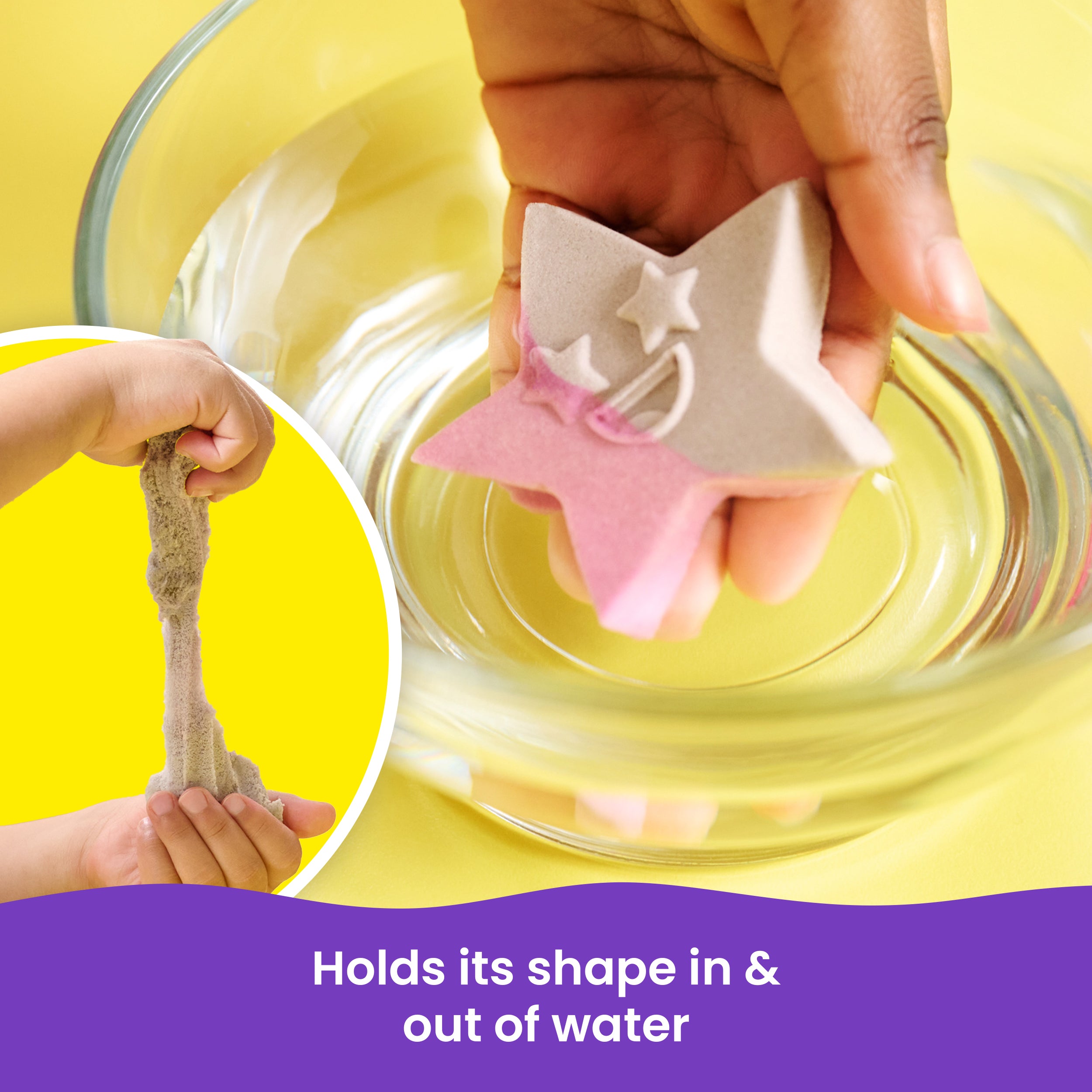 Kinetic Sand Splash, 1.5lb White-Pink Color-Change Play Sand & Character Mold, Resealable Bag, Toddler Toys, Kids Toys for Girls & Boys Ages 3 and up