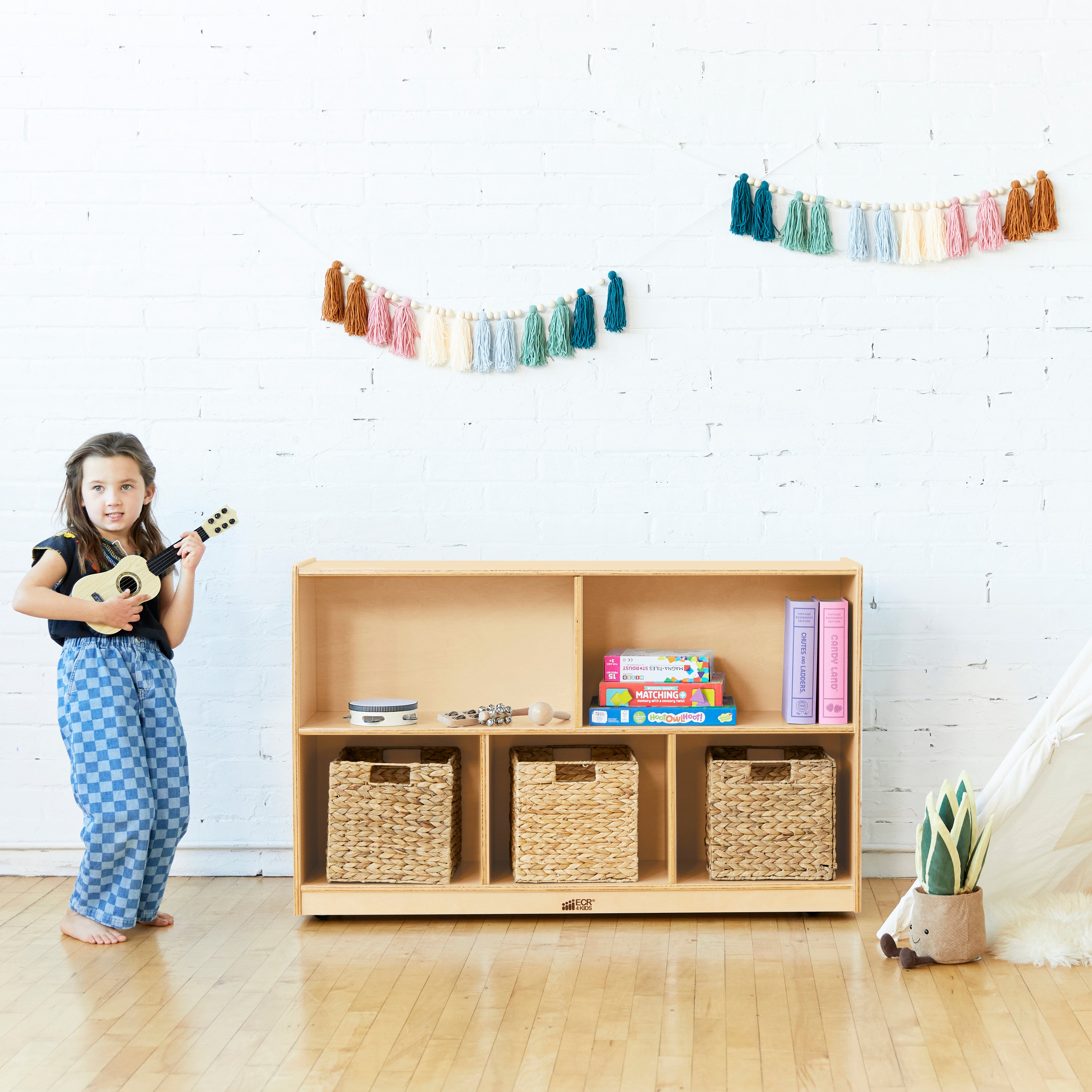 5-Compartment Storage Cabinet 30in H - Natural