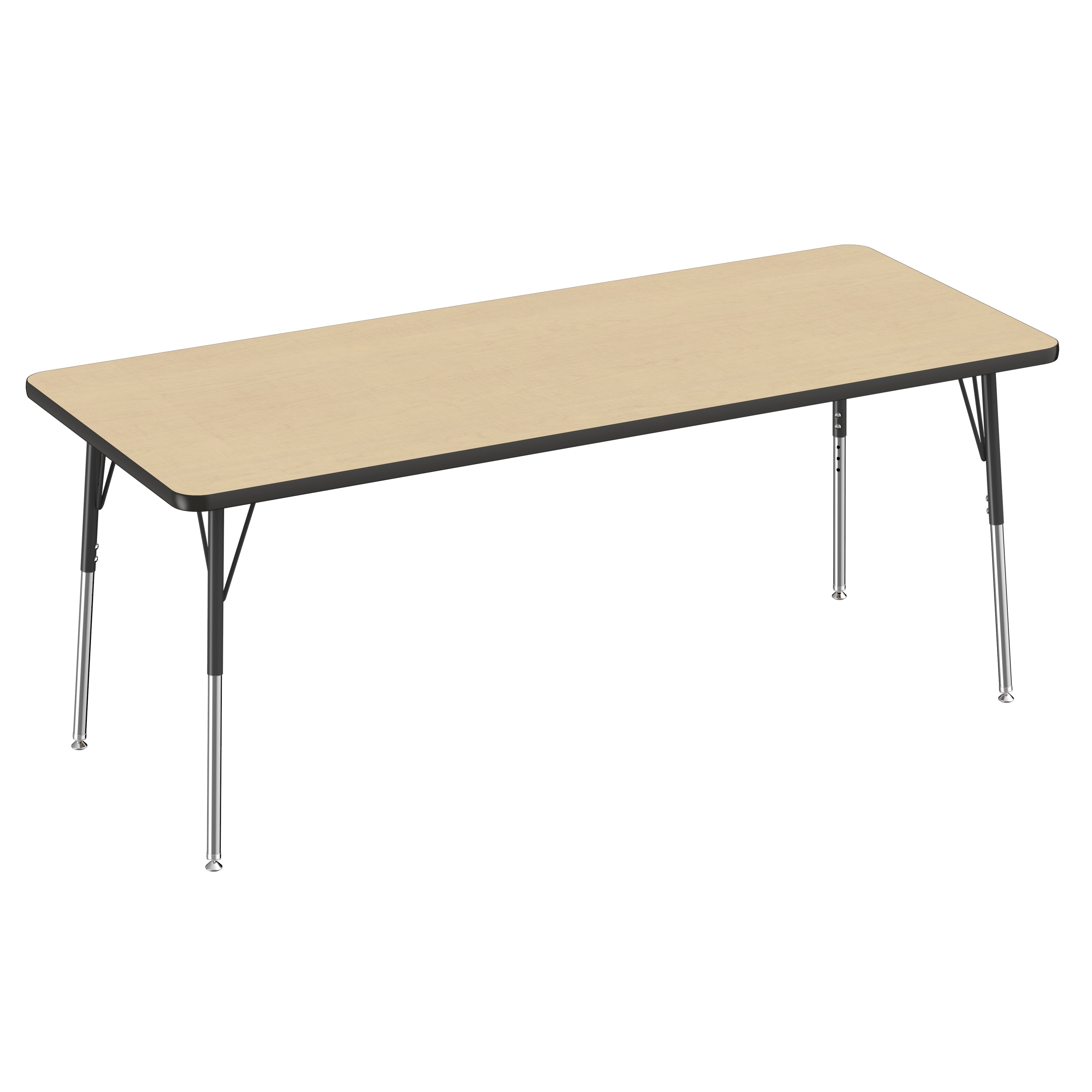 30" x 72" Rectangle Thermofused Activity Table with Adjustable Standard Swivel Glide Legs - Maple/Black