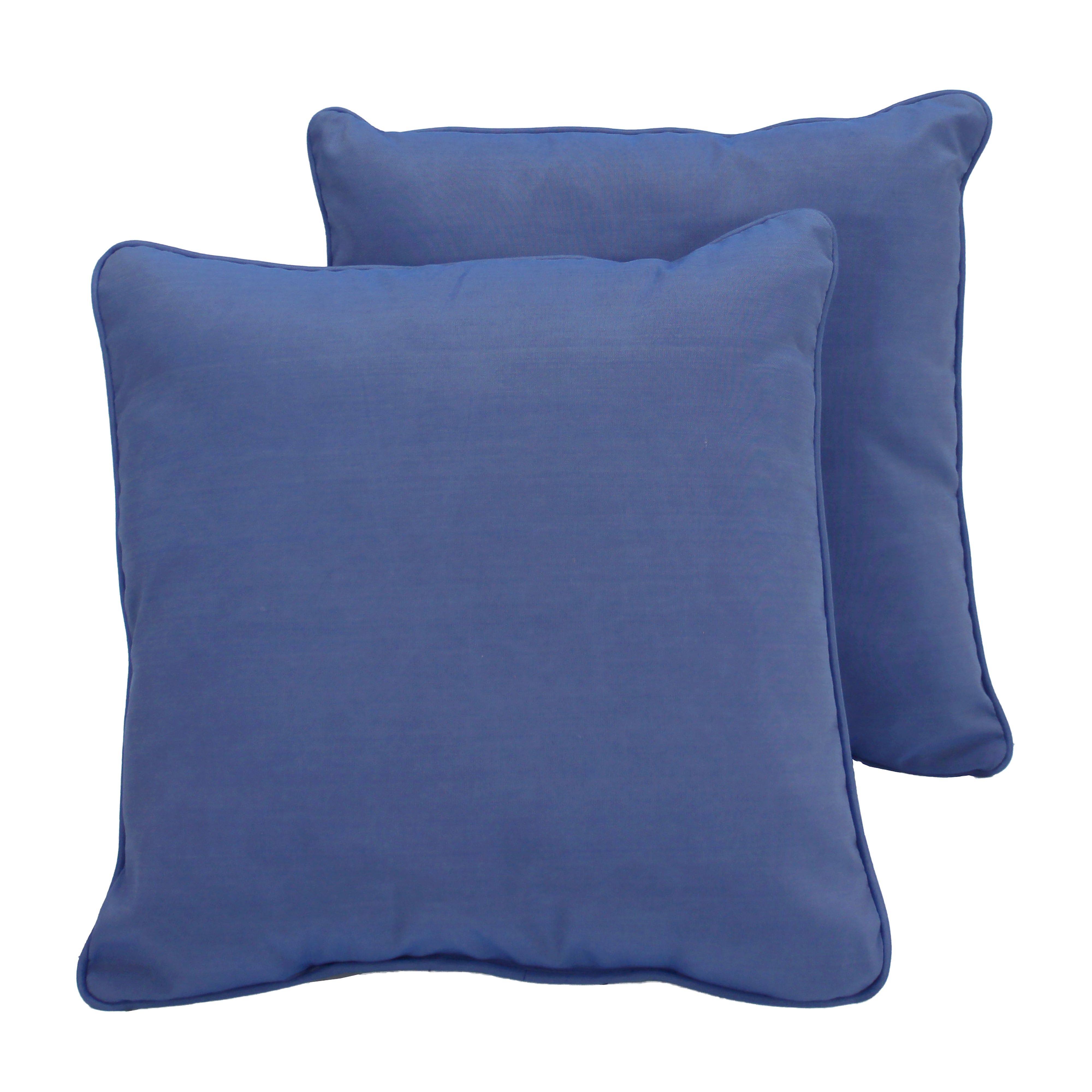 Presidio 24" x 24" Square Indoor/Outdoor Pillow with Piping, 2-Piece - Denim Blue