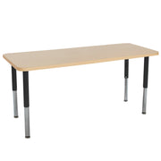 24" x 72" Rectangle La Madera Activity Table with Adjustable Super Legs - Maple Grain/Black