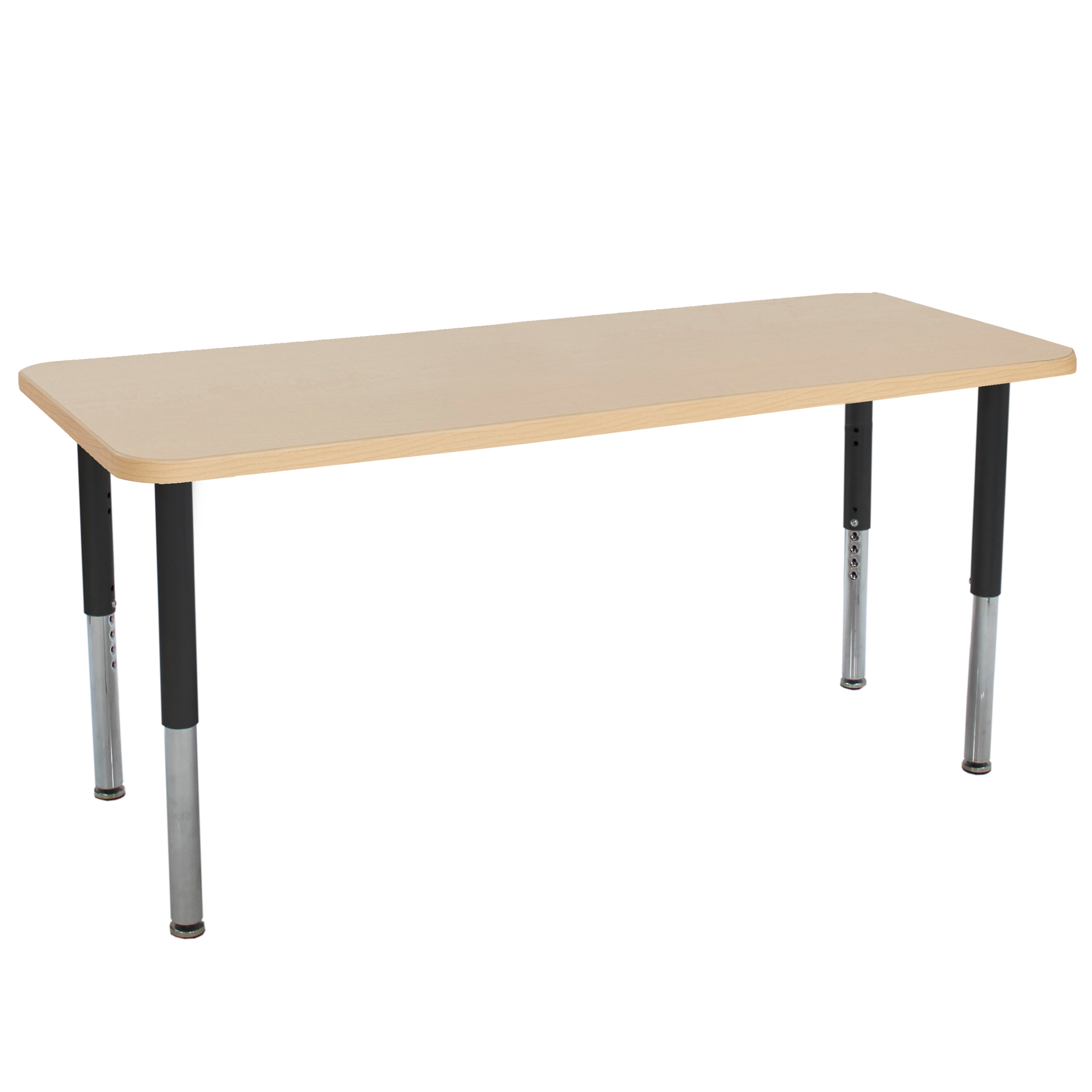 24" x 72" Rectangle La Madera Activity Table with Adjustable Super Legs - Maple Grain/Black