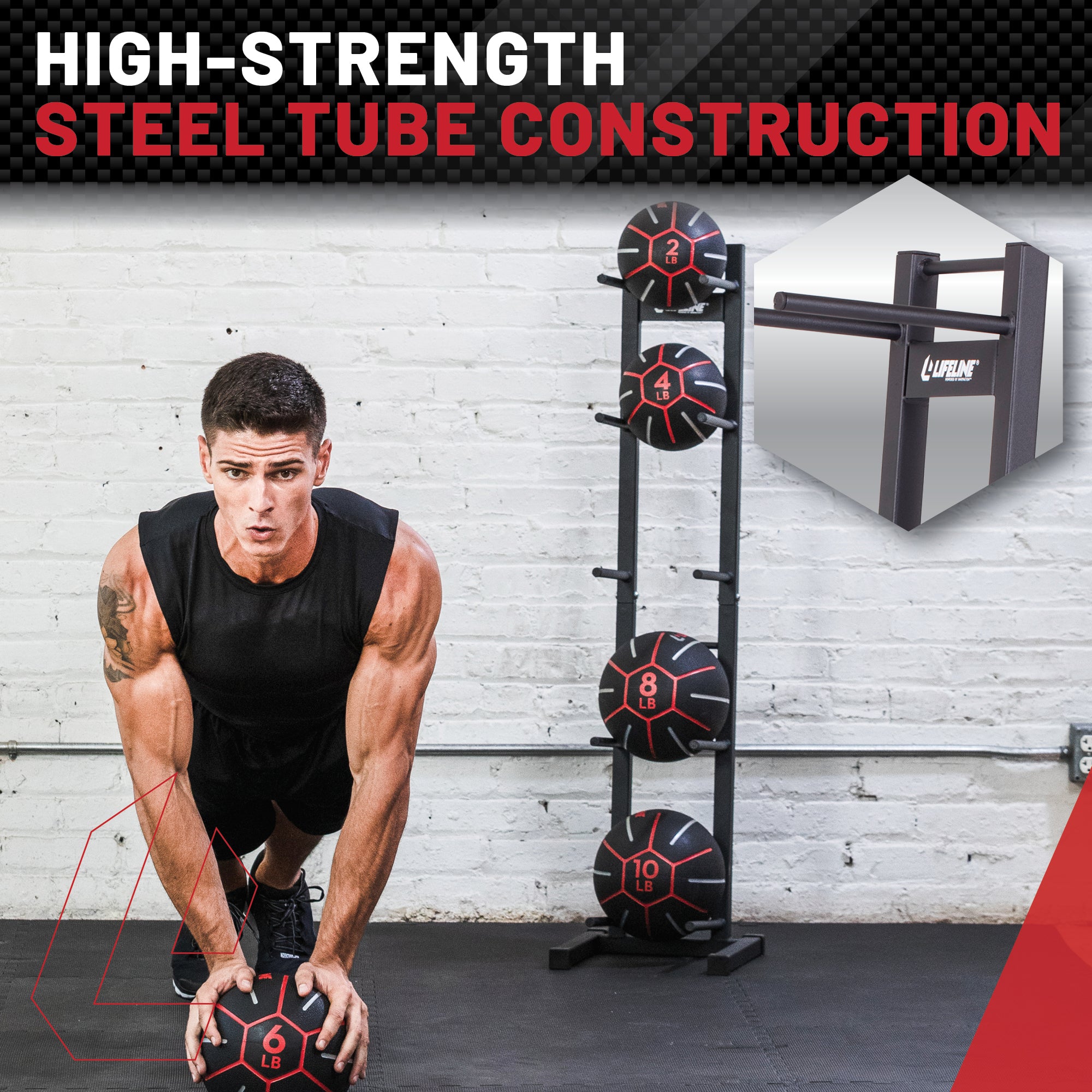 Medicine Ball Set 2Lb - 10Lb With Storage Rack (1 Box)