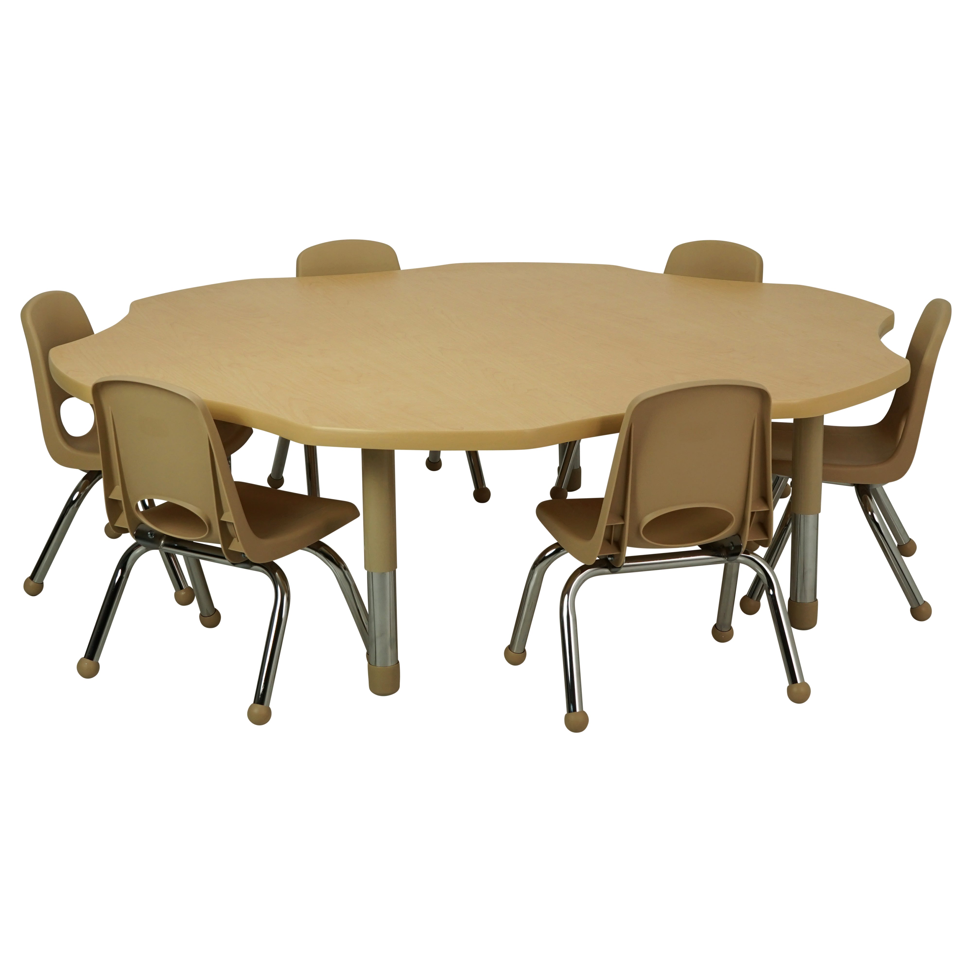 60" x 60" Flower T-Molding Activity Table with Adjustable Tiny Tot Legs - Maple/Sand