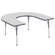 60" x 66" Horseshoe T-Molding Activity Table with Adjustable Standard Ball Glide Legs - Gray/Navy
