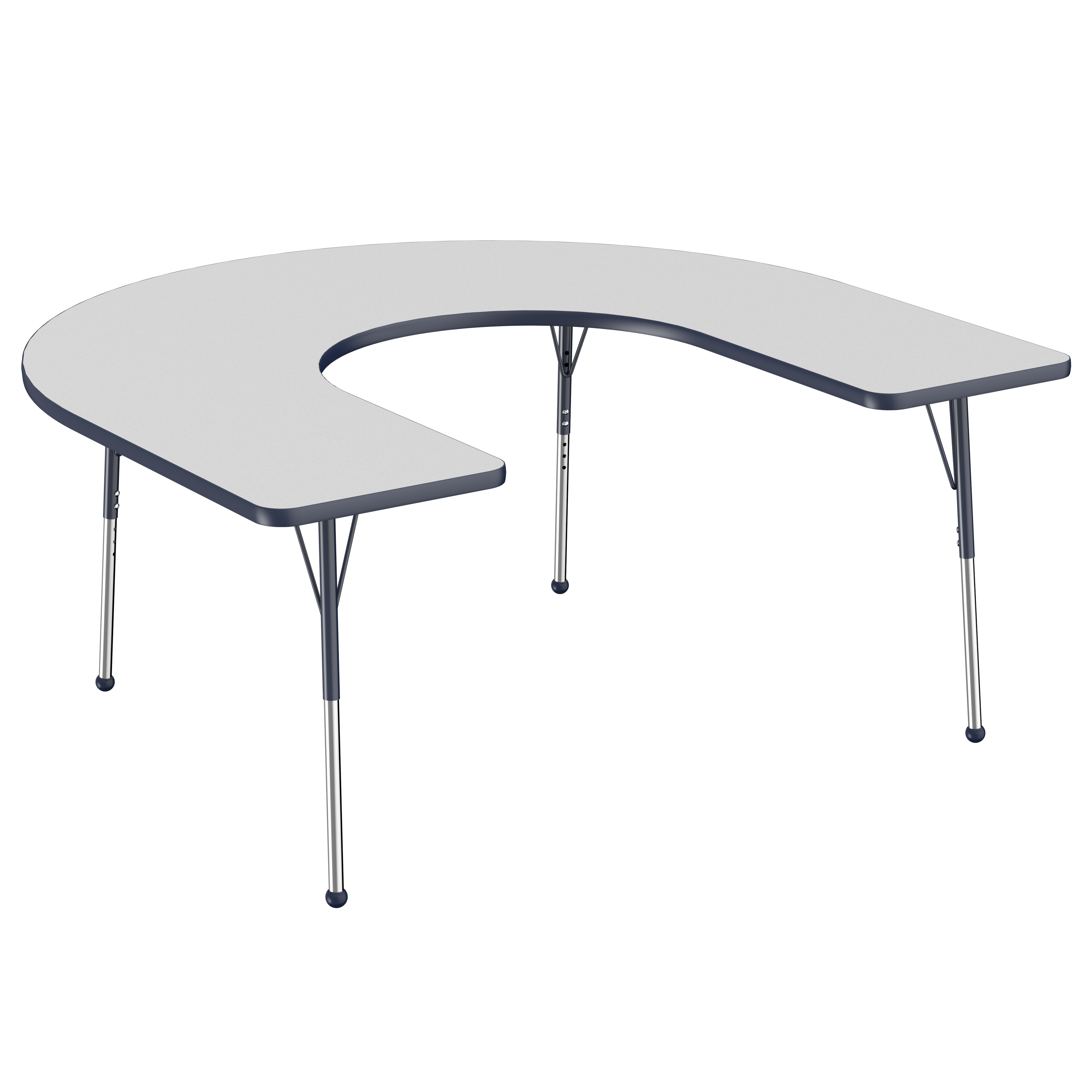 60" x 66" Horseshoe T-Molding Activity Table with Adjustable Standard Ball Glide Legs - Gray/Navy