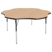 60" x 60" Flower T-Molding Activity Table with Adjustable Standard Swivel Glide Legs - Maple/Black
