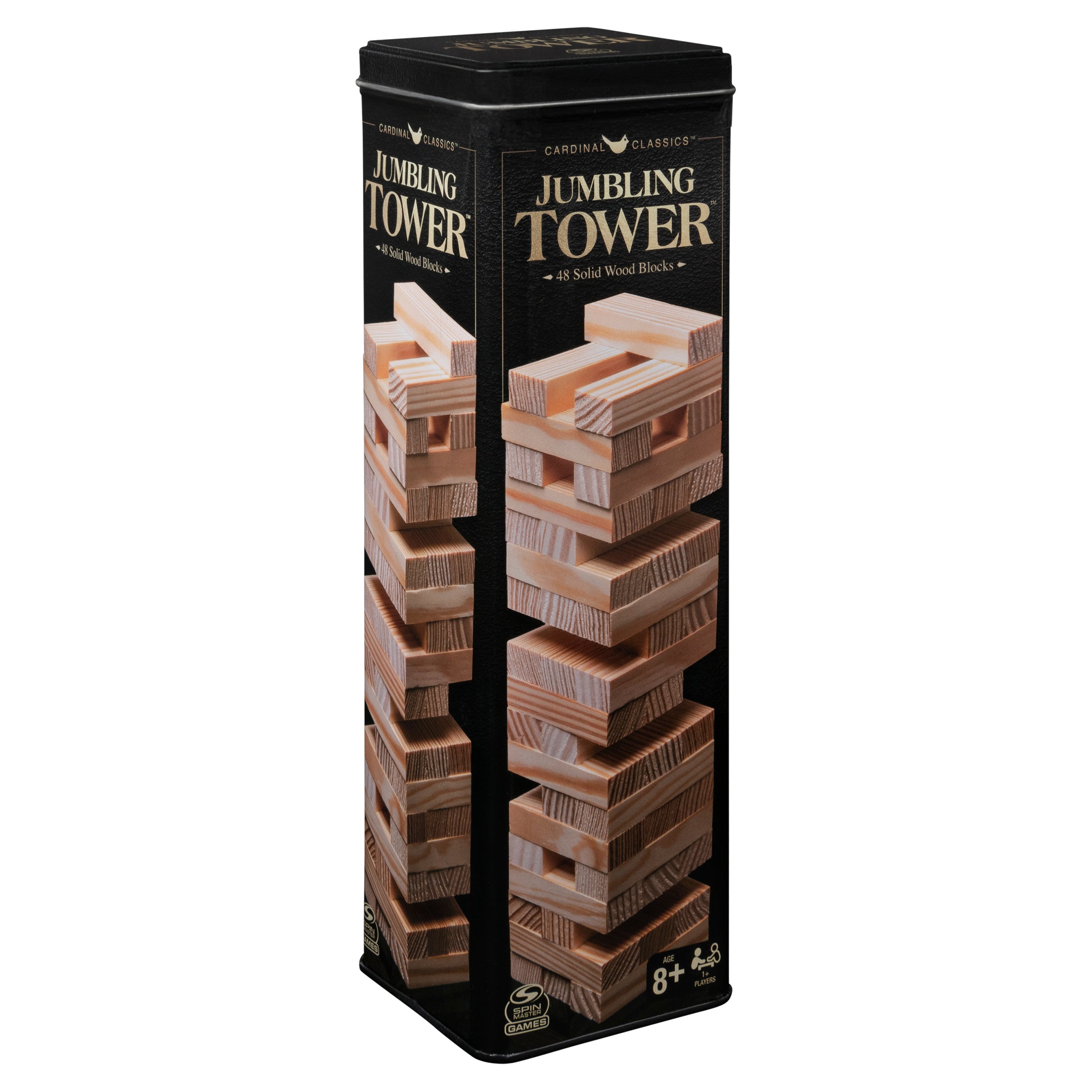 Jumbling Tower Party Game with 48 Wood Blocks, for Families and Kids Ages 8 and up