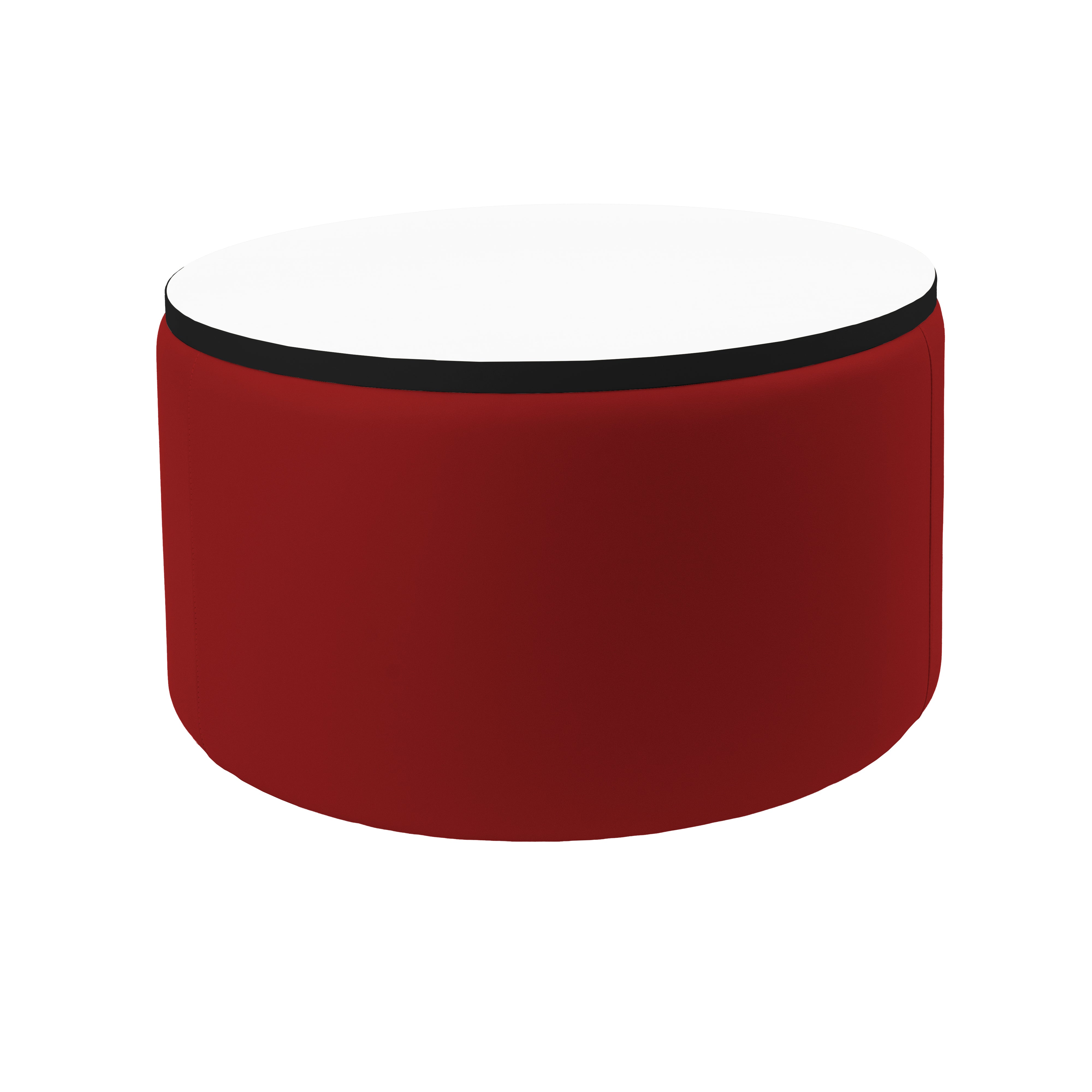 Pro Series Upholstered 30" Round Dry-Erase Ottoman Table 18" Height - Crimson/Whiteboard